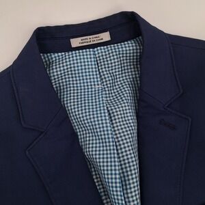 Express Photographer Blazer Mens 36S Cotton Blend Blue Fitted 2-Button Jacket